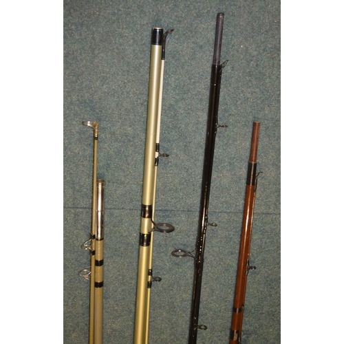 97 - 4 carbon fibre 2 piece fishing rods - modern Shakespeare 12ft 