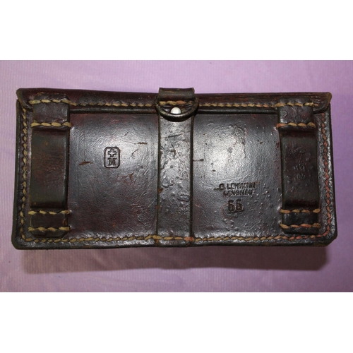 263 - Leather double ammo pouch with saddle/belt fitting and capacity for ten shells in each pouch, stampe... 