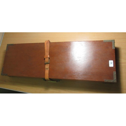 301 - Rectangular wood gun case with leather strap