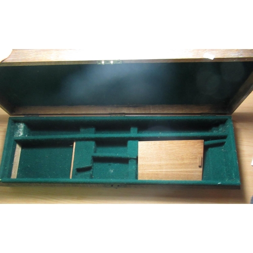 305 - Vintage wooden gun case with green felt lining