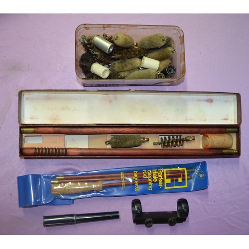 258 - A quality .410 cleaning kit by Aguinaga in wooden presentation case, a boxed 12 bore cleaning kit an... 