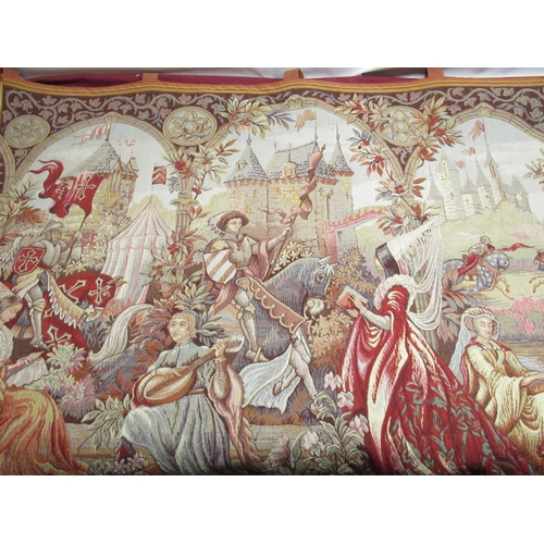 534 - Late C20th Medieval style wall hanging tapestry after Mark Waymel 'Romance at Camelot', designed exc... 