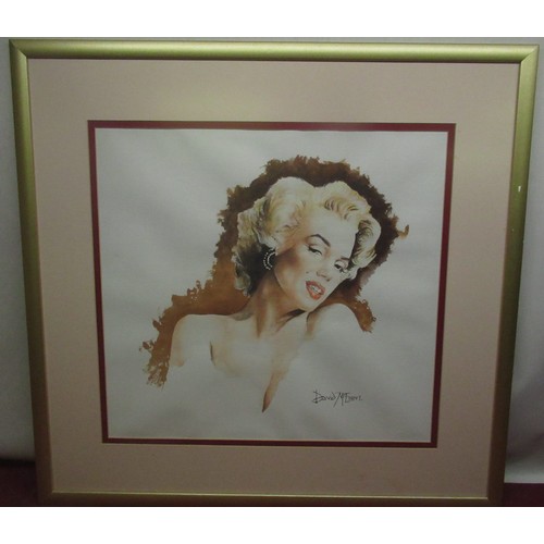 509 - David McEwen (British, Contemporary); Marilyn Monroe, watercolour, signed, 45cm x 48cm