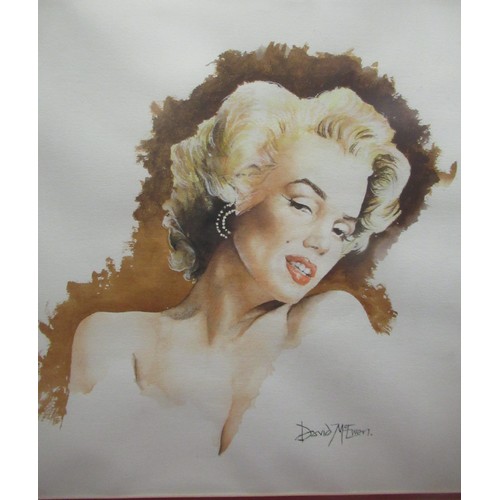 509 - David McEwen (British, Contemporary); Marilyn Monroe, watercolour, signed, 45cm x 48cm