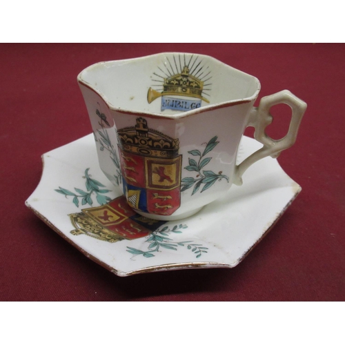 329 - Queen Victoria 1887 Jubilee trio of cup, saucer and side plate, with Rd No. 64761 stamped to base