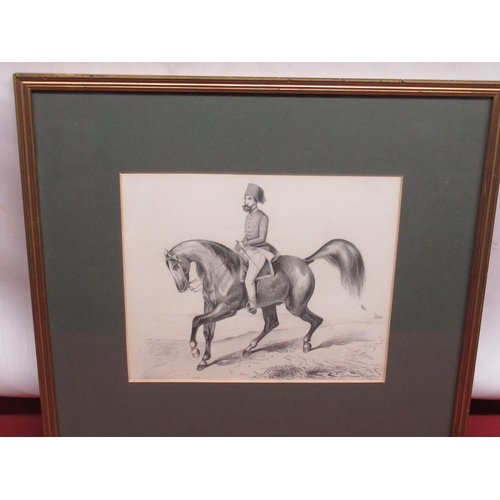 541 - English School (Mid C19th); Russian officer on horseback, pencil, unsigned, 19cm x 23cm