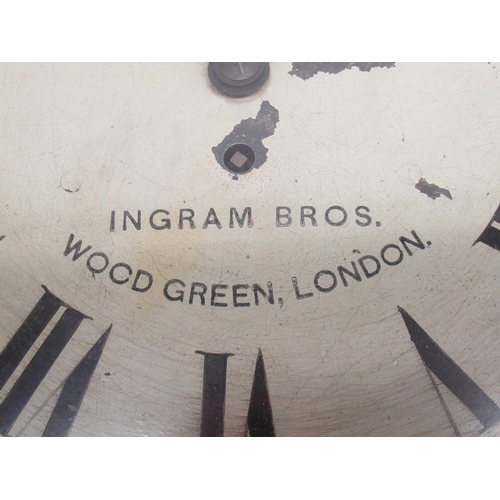 548 - C20th mahogany cased wall clock, 12in circular painted Roman dial inscribed Ingram Bros. Wood Green ... 