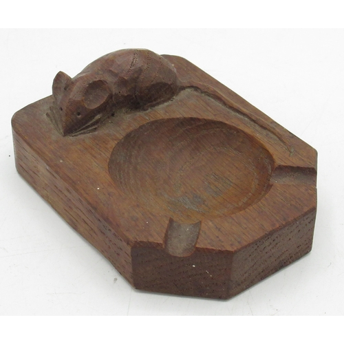 551 - Robert Mouseman Thompson of Kilburn - an oak rectangular ash tray, carved with signature mouse, W10c... 