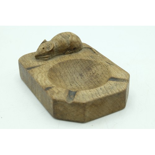 552 - Robert Mouseman Thompson of Kilburn - an oak rectangular ash tray, carved with signature mouse, W10c... 