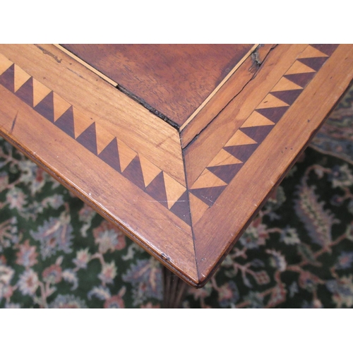 555 - Geo.III style inlaid mahogany centre table, rectangular top and fluted frieze on tapering legs with ... 