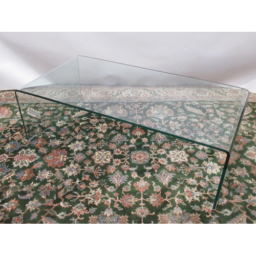 559 - Modernist style clear glass rectangular coffee table, labelled Verre Tempre, W110 D55cm H36cm