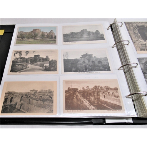 863 - Folder containing approximately five hundred postcards of castles such as Clitheroe, Cockermouth, Co... 