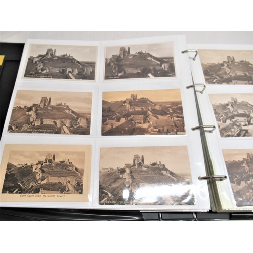 864 - Folder containing approximately four hundred postcards of Corfe Castle