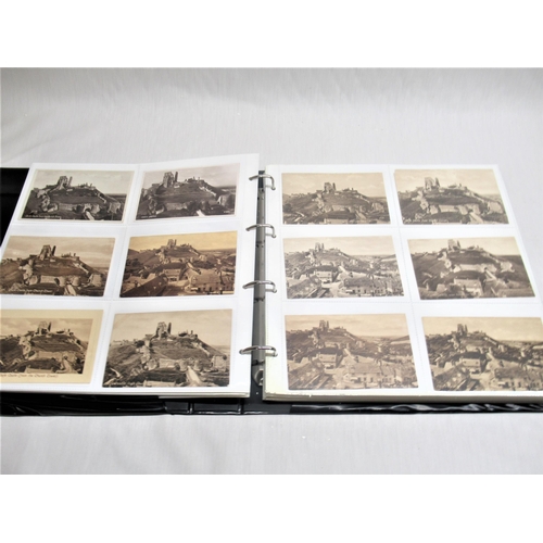 864 - Folder containing approximately four hundred postcards of Corfe Castle