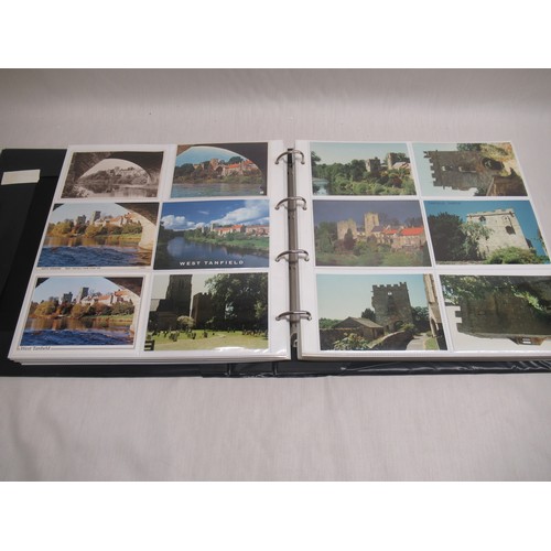 870 - Folder containing approximately five hundred and fifty postcards of castles such as Stokesay, Sudbur... 