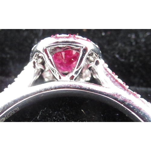 62 - Platinum set ruby and diamond ring of approx. 80points