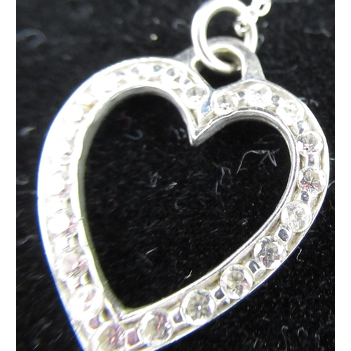 72 - 9ct white gold diamond set heart shaped pendant necklace