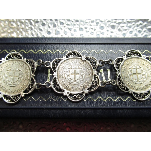 14 - Hallmarked sterling silver three bar gate bracelet with padlock clasp 0.26ozt, white metal filligree... 