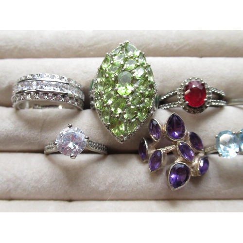 22 - Collection sterling silver rings, set with a variety of different stones, all stamped 925, 1.71ozt (... 