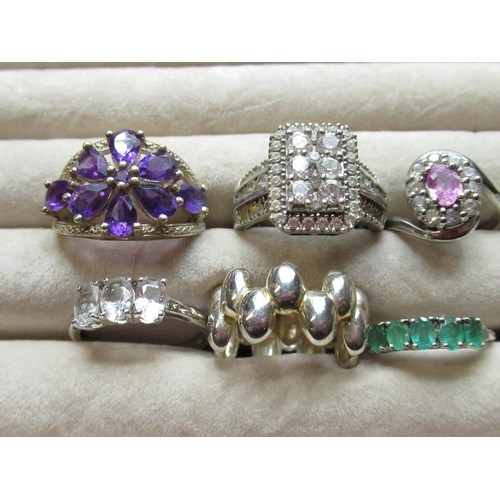 27 - Collection of sterling silver rings, set with a variety of different stones, all stamped 925, 1.26oz... 