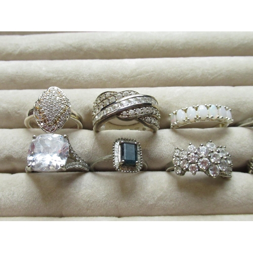 29 - Collection of sterling silver rings, set with a variety of different stones, all stamped 925, 1.37oz... 