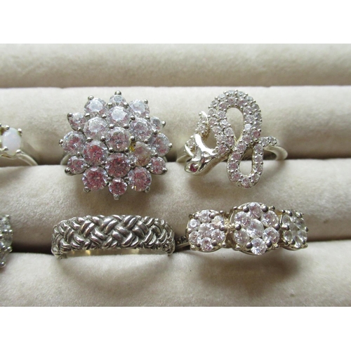 29 - Collection of sterling silver rings, set with a variety of different stones, all stamped 925, 1.37oz... 