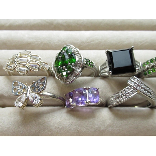31 - Collection of sterling silver rings, set with a variety of different stones, all stamped 925, 1.45oz... 