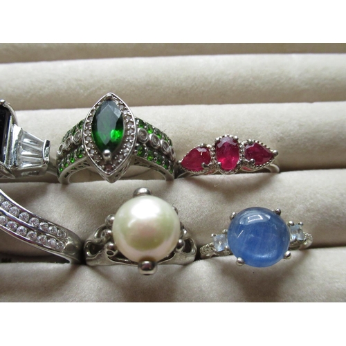 31 - Collection of sterling silver rings, set with a variety of different stones, all stamped 925, 1.45oz... 