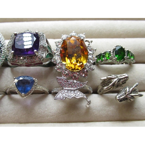 33 - Collection of sterling silver rings, set with a variety of different stones, all stamped 925, 1.97oz... 