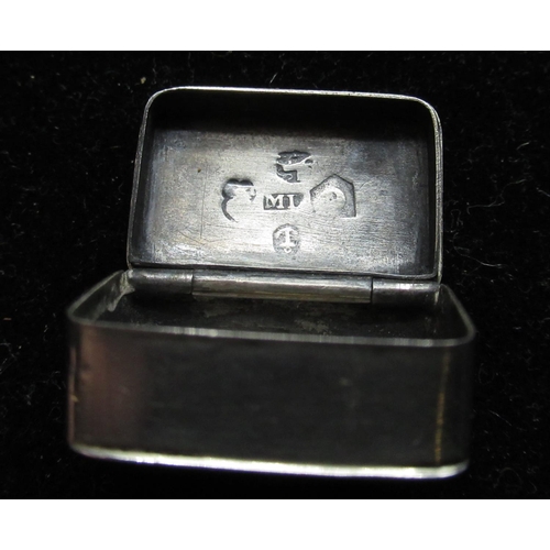 82 - Early C19th hallmarked sterling silver rectangular vinaigrette (lacking grill), Birmingham (date unk... 