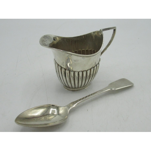 92 - Geo.III hallmarked sterling silver Fiddle pattern dessert spoon, WB, London, 1819 and an Edw.VII hal... 