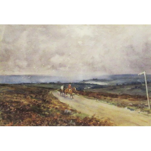 1226 - John Atkinson (Staithes Group, 1863-1924); The Hunt on the Moors path with Whitby in the distance, w... 