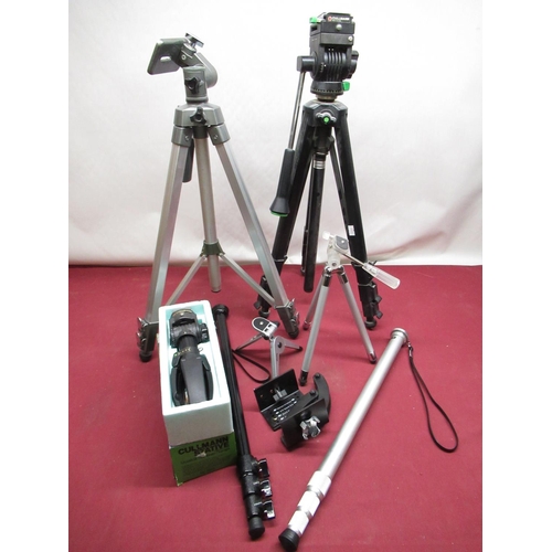 1189 - Various tripods and monopods, a Cullman shoulder pod etc