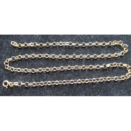 1 - 9ct yellow gold belcher chain necklace with spring ring clasp, stamped 375, L50cm, 8.2g