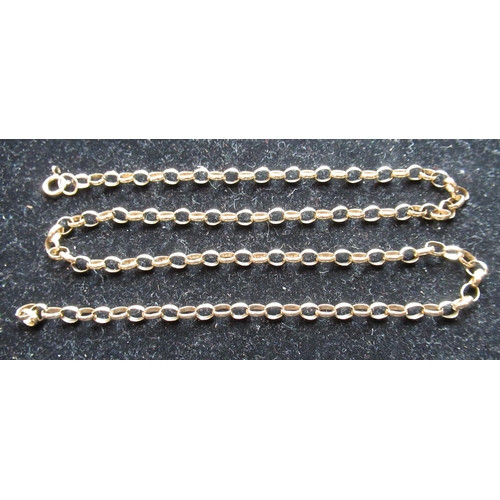 2 - 9ct yellow gold belcher chain necklace with spring ring clasp, stamped 375, L45cm, 7.4g