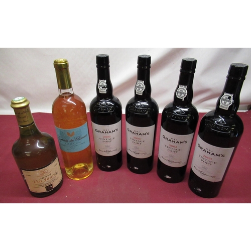 417 - Collection of port and wine to include Arbois Vi Jaune A & M Tissot (14.5%, 62cl), Cypres de Climens... 