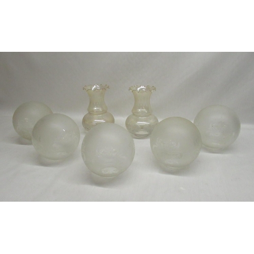 431 - Six globular glass lamp shades and two similar baluster shades (7)