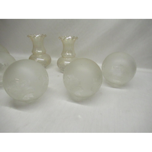 431 - Six globular glass lamp shades and two similar baluster shades (7)