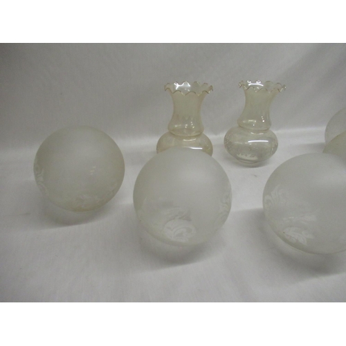 431 - Six globular glass lamp shades and two similar baluster shades (7)