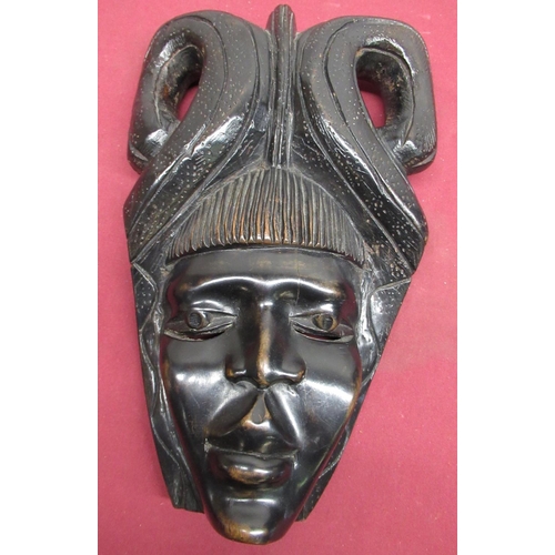 472 - African carved tribal hardwood wall mask, H35cm