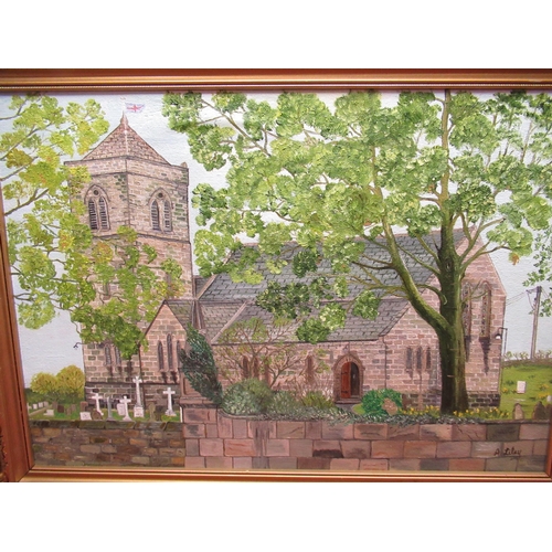 512 - A. Liley (British, late C20th); 'Chopgate' and 'Sleights Church', oil on canvas, signed, 35cm x 54cm... 