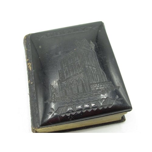 51 - Whitby jet engraving of Whitby Abbey covered Psalms book