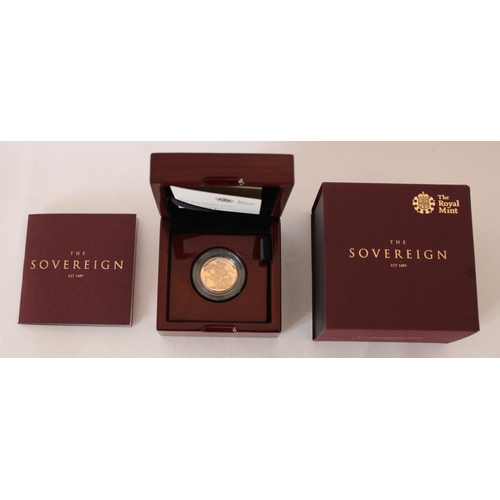 607 - Royal Mint 2016 gold proof sovereign, encapsulated with original box and certificate (serial number ... 