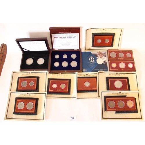 703 - Collection of framed coins from the Danbury Mint British Coin Treasures collection together with a B... 