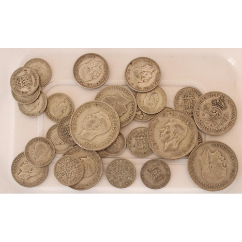 710 - Selection of UK pre-decimal .500 silver content coinage, 142g