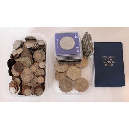 730 - Collection of GB and Commonwealth commemorative crowns and a box of mainly GB pre-decimal coinage