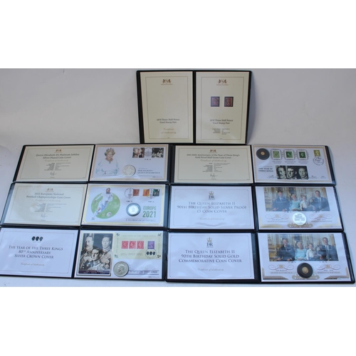 692 - Selection of Harrington Byrne and Jubilee Mint coin and stamp covers comprising 2021 85th anniversar... 