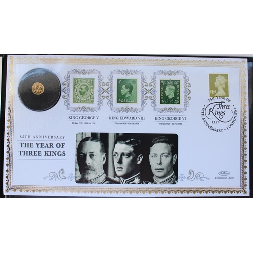 692 - Selection of Harrington Byrne and Jubilee Mint coin and stamp covers comprising 2021 85th anniversar... 