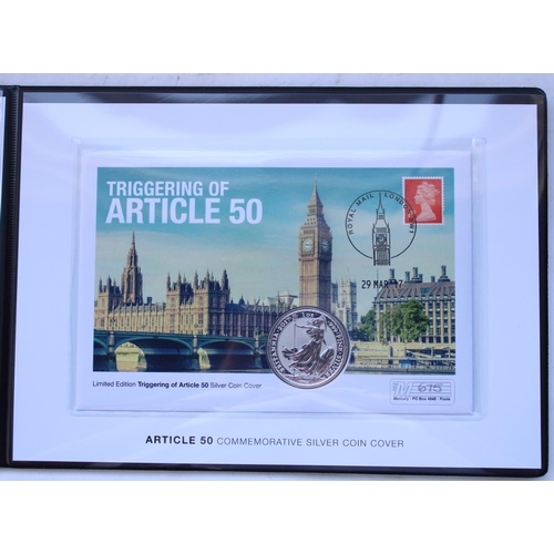 694 - Eight Westminster issue commemorative coin covers comprising D-Day 75th anniversary silver coin cove... 