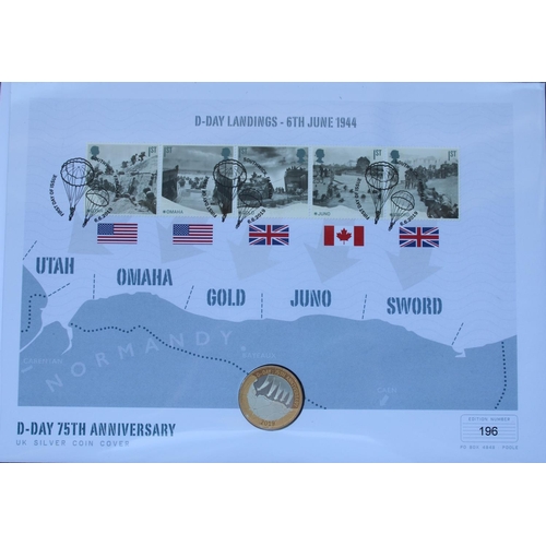 694 - Eight Westminster issue commemorative coin covers comprising D-Day 75th anniversary silver coin cove... 